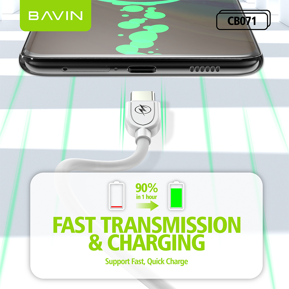 BAVIN U-CB071 QC3.0 Fast Charging Cable 18W/30W/60W Micro iPhone Type-C/V3 Mini USB iPhone 4S & P1000 0.5m-2m 2.4A Data Transfer