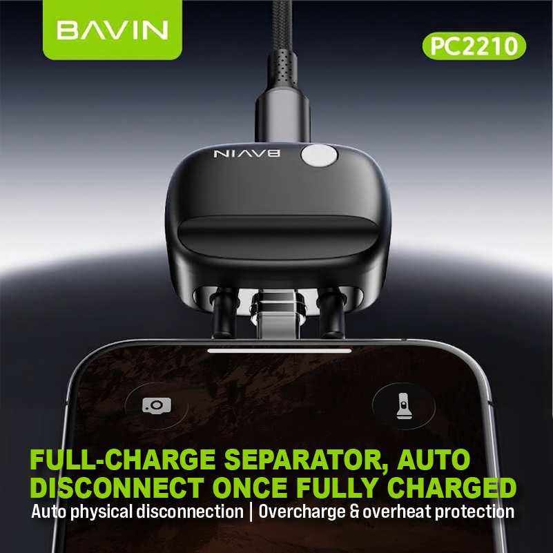 BAVIN PC2210 240W Fast Charging Type-C AI Smart Auto Cut Off Adapter for Laptops,iP & Android Phones