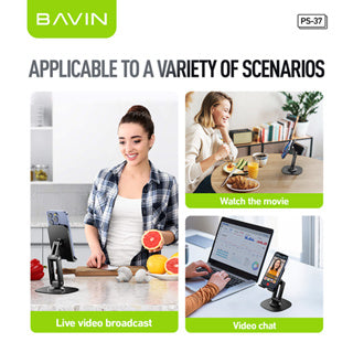 BAVIN D-S-PS37 Portable Folding Phone & Tablet Stand w/ 360° Rotation