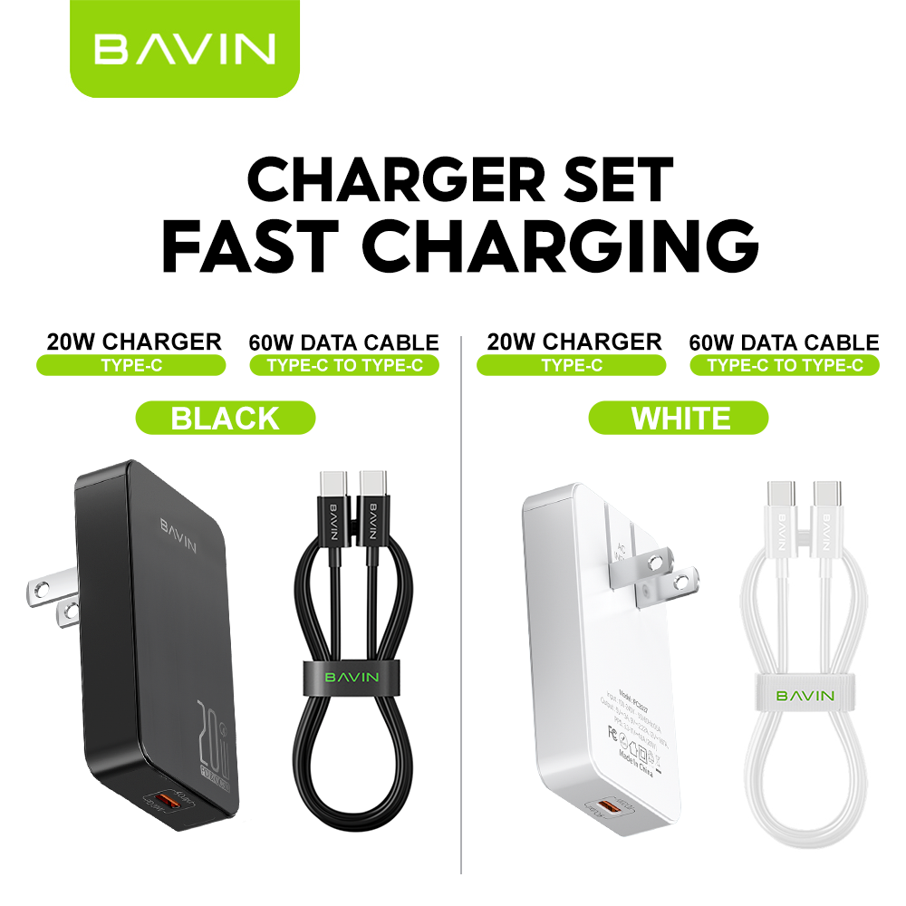 BAVIN C-PC2028-XX 20W PD QC3.0 Ultra Slim Fast Charger USB & Type-C Foldable Plug