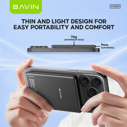 BAVIN PC1095 / PC1106 10000mAh 15W Ultra Thin Fast Charging Wireless Powerbank w/ Free Magnetic Ring