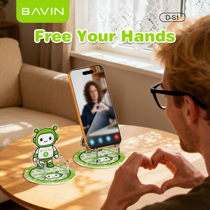 BAVIN Phone Stand Acrylic Transparent Robot Design Holder for Desk Compatible for Smartphones