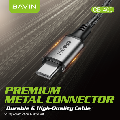 BAVIN CB409 3A 15W Fast Charging 2m Nylon Braided Type-C Data Cable w/ 10Gbps High-Speed Transfer