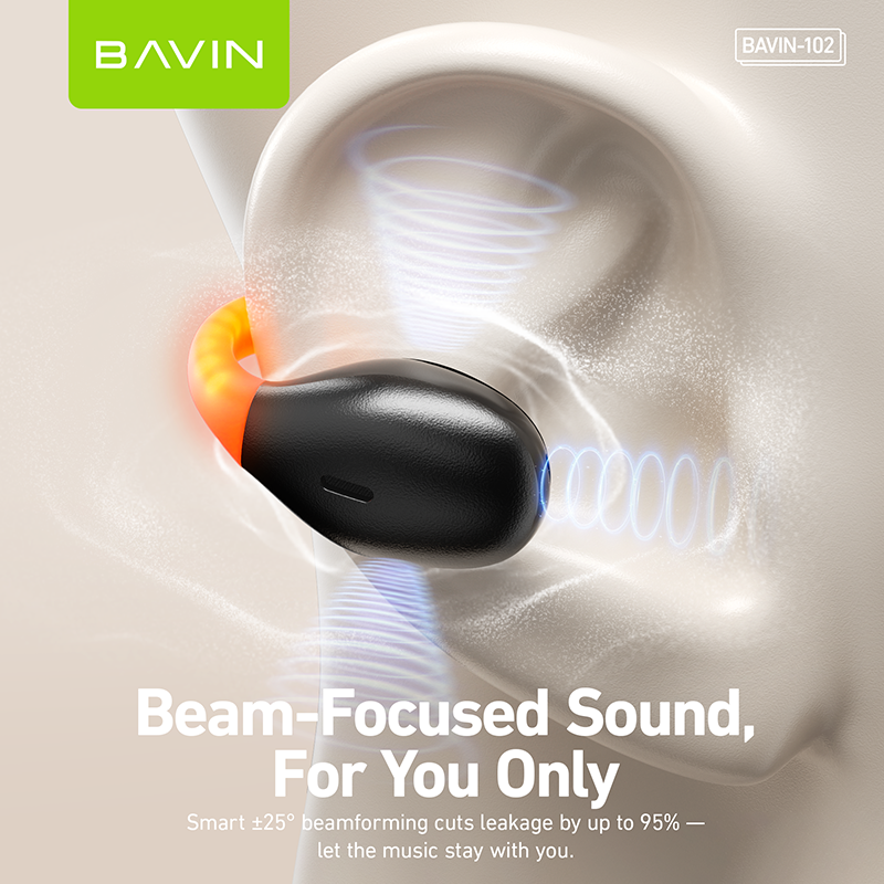 BAVIN HB-BA-102 Open-Ear TWS Bluetooth Earbuds w/ LED Light, Touch Controls, AI Voice Assistant & Translation