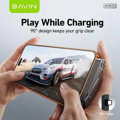BAVIN CB430 2-in-1 240W PD Type-C Fast Charging Data Cable 1.2m w/ Foldable Stand for iPhone & Android