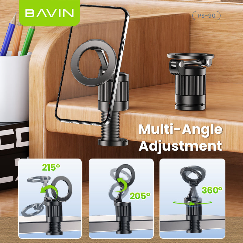 BAVIN PS90 360° Magnetic Phone Holder | Foldable Travel Mount w/ Anti-Slip Pad, Strong Grip & Hands-Free Stand