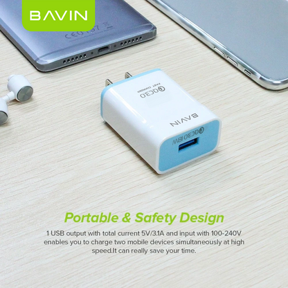 BAVIN PC658 Qc3.0 Quick Charging Charger W/ Charging Cable for iPhone / Micro / Type-C