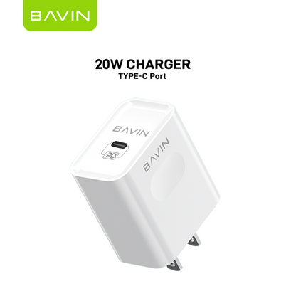 BAVIN PC837 20W PD Type-C Adapter Fast Charging Multi-Protection Charger for Smartphones