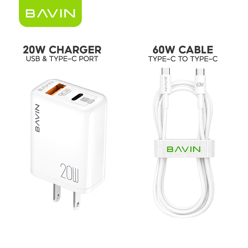 BAVIN PC351 PD Qualcomm3.0 Fast Charging Charger Dual Type-C & Usb Port for iPhone 16