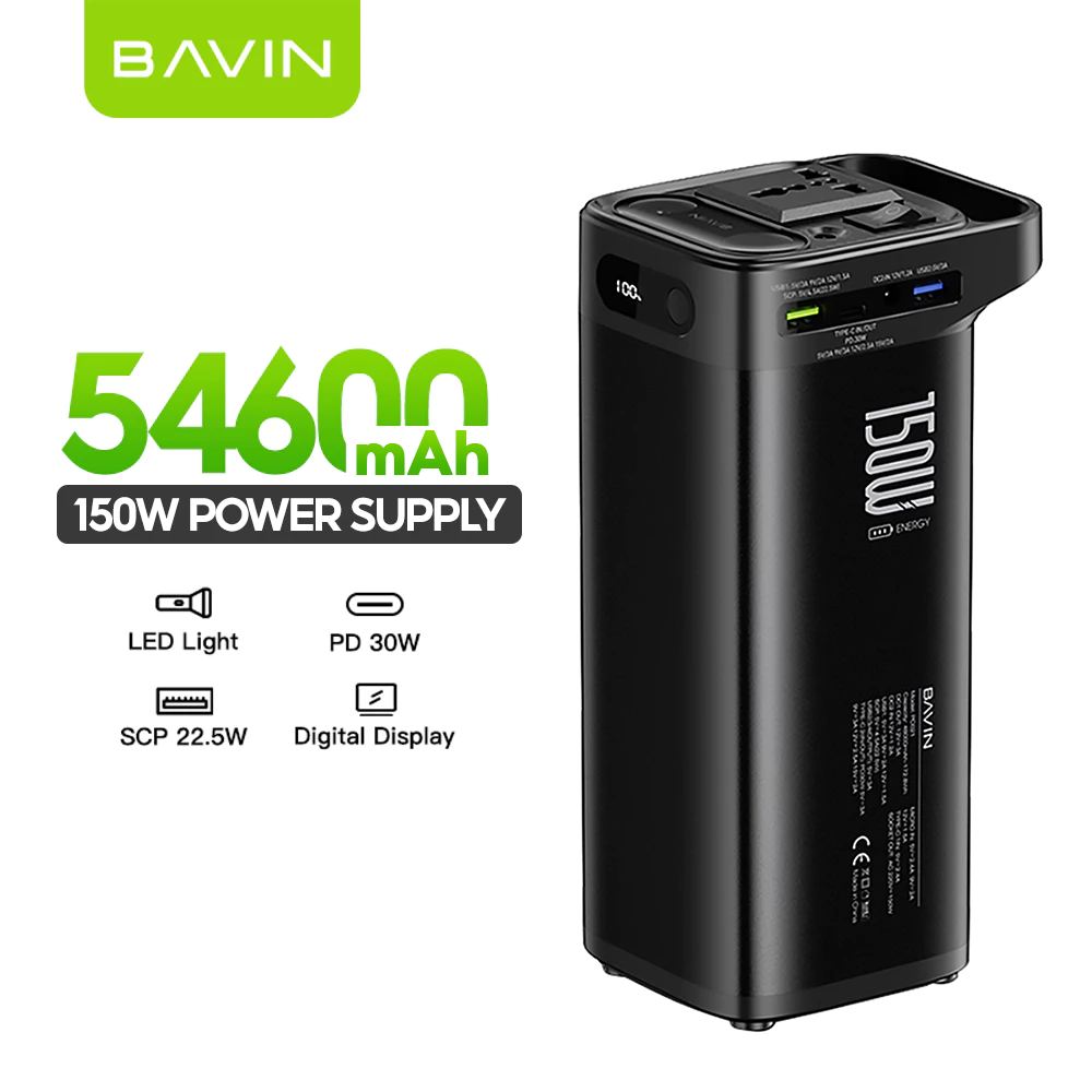 BAVIN PC021 54600mAh 150W Portable Power Supply Powerbank 22.5W w/ LED Light & Display