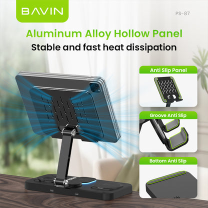 BAVIN D-S-PS87 6in1 Magnetic 15W Wireless Charging Stand w/ LED Light for Phone, Earbuds & Watch