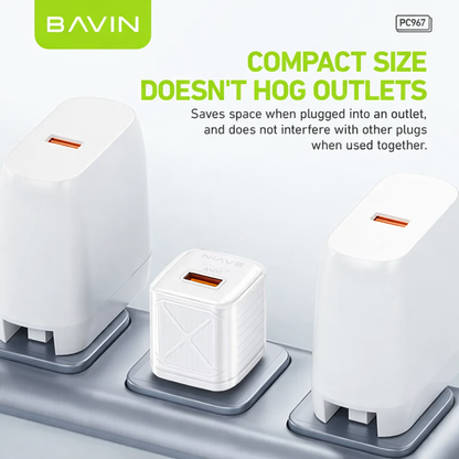 BAVIN PC967 PD 20W Mini Fast Charger Adapter w/ Intelligent Micro Chip for iPhone 16 & Android Phones