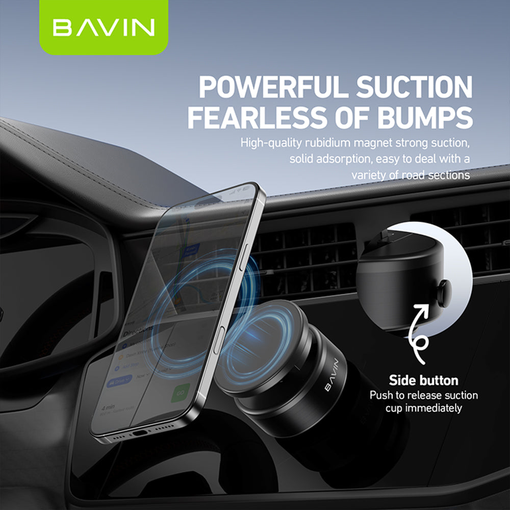 BAVIN D-S-PS75 / D-S-PS88 Magnetic Vacuum Phone Holder Stand w/ 360° Rotation & Motorized Suction Type-C Rechargeable