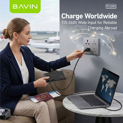 BAVIN PC2200 455W USB C Charger GaN 7 Ports Desktop Fast Charging Station w/ 100W Max PD Dual Ports