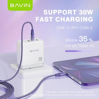 BAVIN U-CB201-XX 60W / 30W /18W / 12W Fast Charging Data Cable Nylon Braided Wire for iPh 16 Series