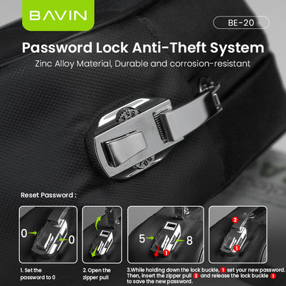 BAVIN E-BE20 Large Capacity Waterproof Bag w/ Password Lock For Earphones, USB Cables, Chargers & Digital Accessories Bag