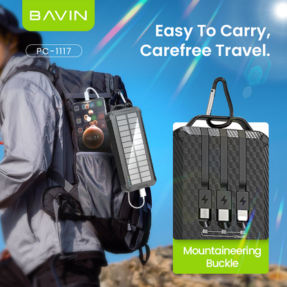 BAVIN PC1117 10000mAh Wireless Solar Powerbank w/ 6 Output Ports and Strong LED Light