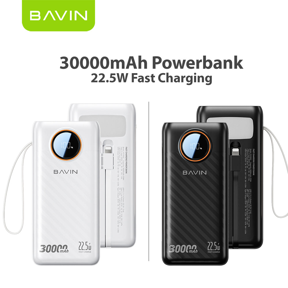 BAVIN Y-PC1155 30000mAh / Y-PC1157 50000mAh 22.5W Fast Charging Powerbank w/ Dual Cables & LED Battery