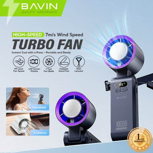 BAVIN BF-004 Foldable Mini Turbo Refrigeration Cooling & Rechargeable Handheld Fan