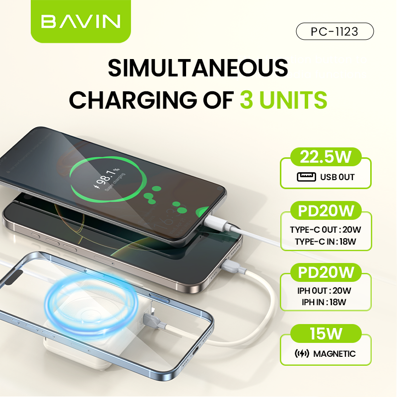 BAVIN Y-PC1123 10000mAh Magnetic Powerbank w/ Phone Holder & AC Plug