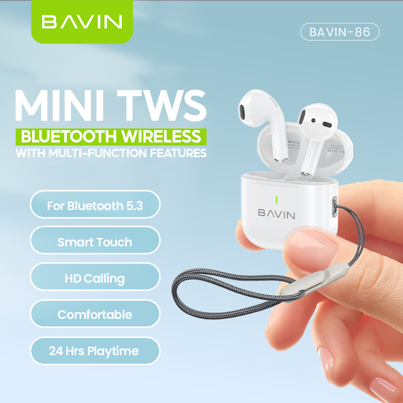 BAVIN BA86 Wireless Bluetooth Earbuds w/ Hi-Fi Sound & Smart Touch Con