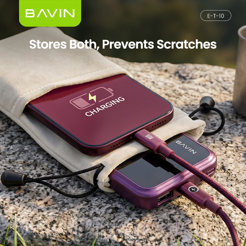 BAVIN ET10 Phone Pouch Dual Pocket Dust Resistant for Powerbank & Mobile Accessory Storage Bag