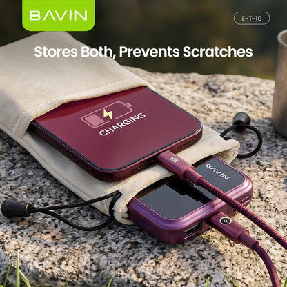 BAVIN ET10 Phone Pouch Dual Pocket Dust Resistant for Powerbank & Mobile Accessory Storage Bag