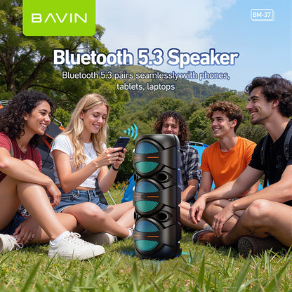 BAVIN BM37 Party Karaoke Wireless Bluetooth Speaker with RGB Light 30W Powerful Sound w/ Mic