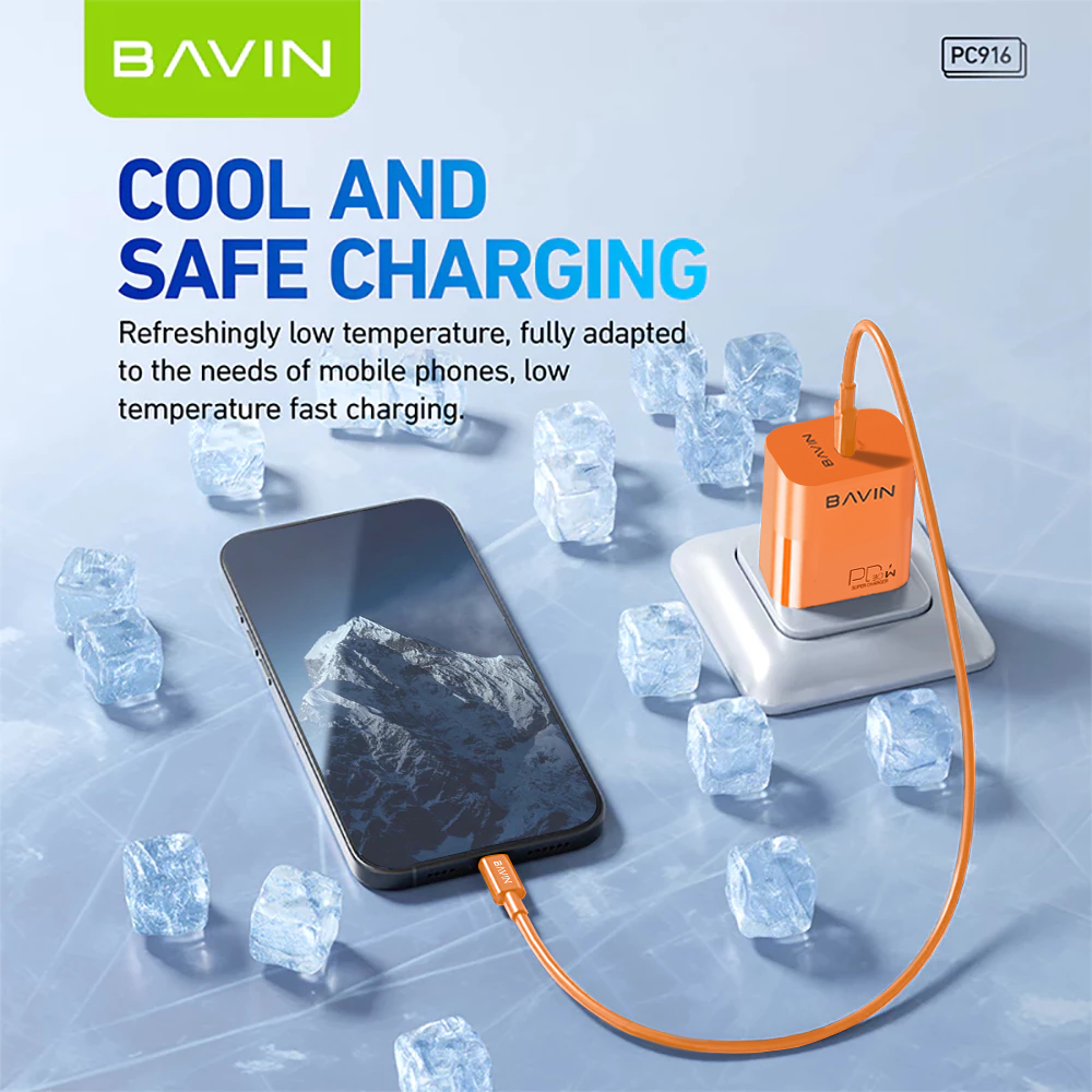 BAVIN PC916 30W PD Fast Charging Wall Charger Compatible for Type-C to Type C & Type-C to iPhone