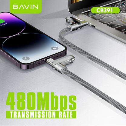 BAVIN U-CB391 2-in-1 30W PD Portable Fast Charging & Data Transmission Cable 1.2M Lanyard Type-C to iPhone / Type-C to Type-C