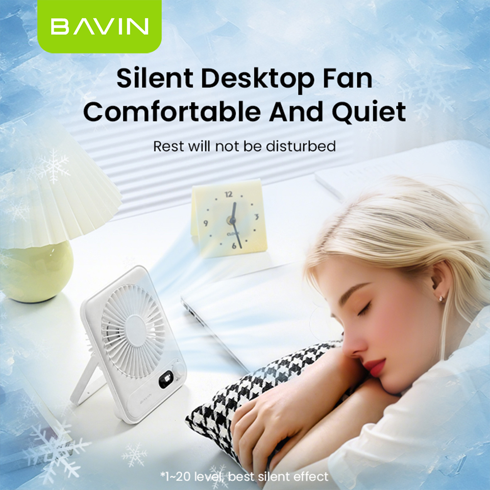 BAVIN BF006 Ultra-Thin Portable Mini Desktop Fan w/ 4-Speed Strong Wind for Office and Home