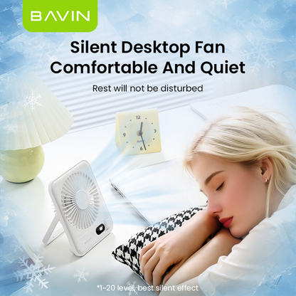BAVIN BF006 Ultra-Thin Portable Mini Desktop Fan w/ 4-Speed Strong Wind for Office and Home