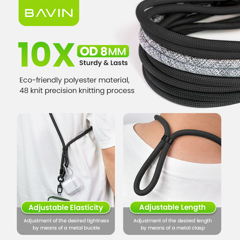 BAVIN BE13 Crossbody Phone Lanyard Necklace Strap Long Universal Strap for Phone Case w/ Safety Clip