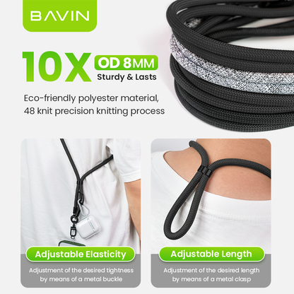 BAVIN BE13 Crossbody Phone Lanyard Necklace Strap Long Universal Strap for Phone Case w/ Safety Clip