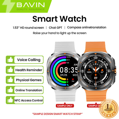 BAVIN BW-603 Smart Watch 1.53" HD Display w/ GPT AI Motion Sense NFC Heart Rate