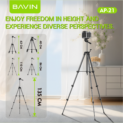 BAVIN D-Z-P21 Wireless Tripod with Bluetooth Remote for Camera & Phone