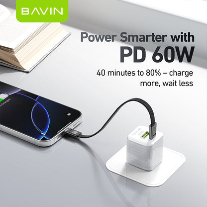 BAVIN U-CB396 60W PD Mini Fast Charging Lanyard Data Cable Type-C to Type-C & Type-C to iPh for Phone & Powerbank
