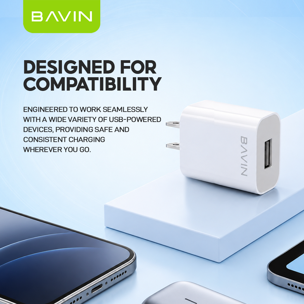 BAVIN PC658Y 3.0A Quick Charging Charger w/ 1 Meter Charging Cable for Micro / iPhone /Type-C