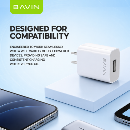 BAVIN PC658Y 3.0A Quick Charging Charger w/ 1 Meter Charging Cable for Micro / iPhone /Type-C