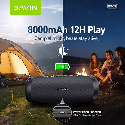 BAVIN BM38 Portable Party Bluetooth 5.3 Wireless Speaker w/ RGB Lights & 80W Powerful Sound