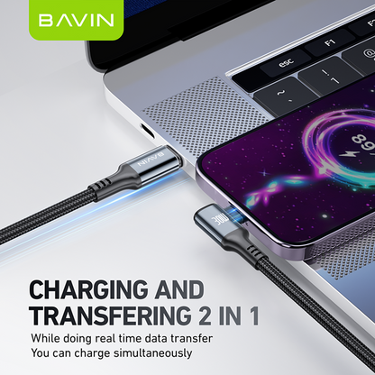 BAVIN CB333 30W Super Fast Charging 2M Nylon Braided & Data Transfer Cable Compatible For Type-C to iPh