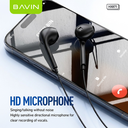 BAVIN HX871 / HX875 Hi-Fi Wired Earphone Stereo Sound Quality Music Compatible for 3.5mm / Type-C