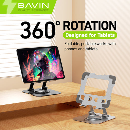 BAVIN D-S-PS79 Foldable Adjustable Metal Stand Stable w/ 360° Rotating Holder Premium Material for Phones & Tablets