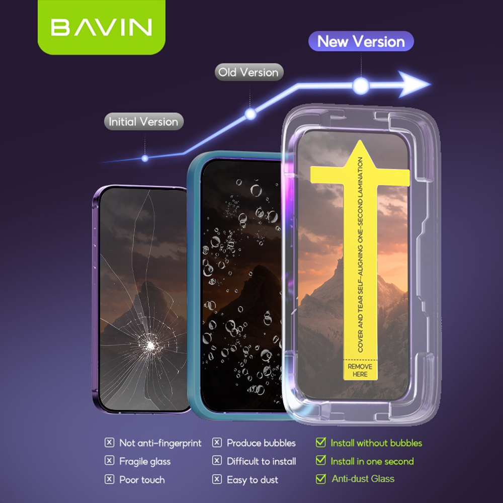 BAVIN Q3 One Click Series Screen Protector Tempered Glass Full Screen for iPhone X/XS/11/12/13/14/15/16/16E/17 Series