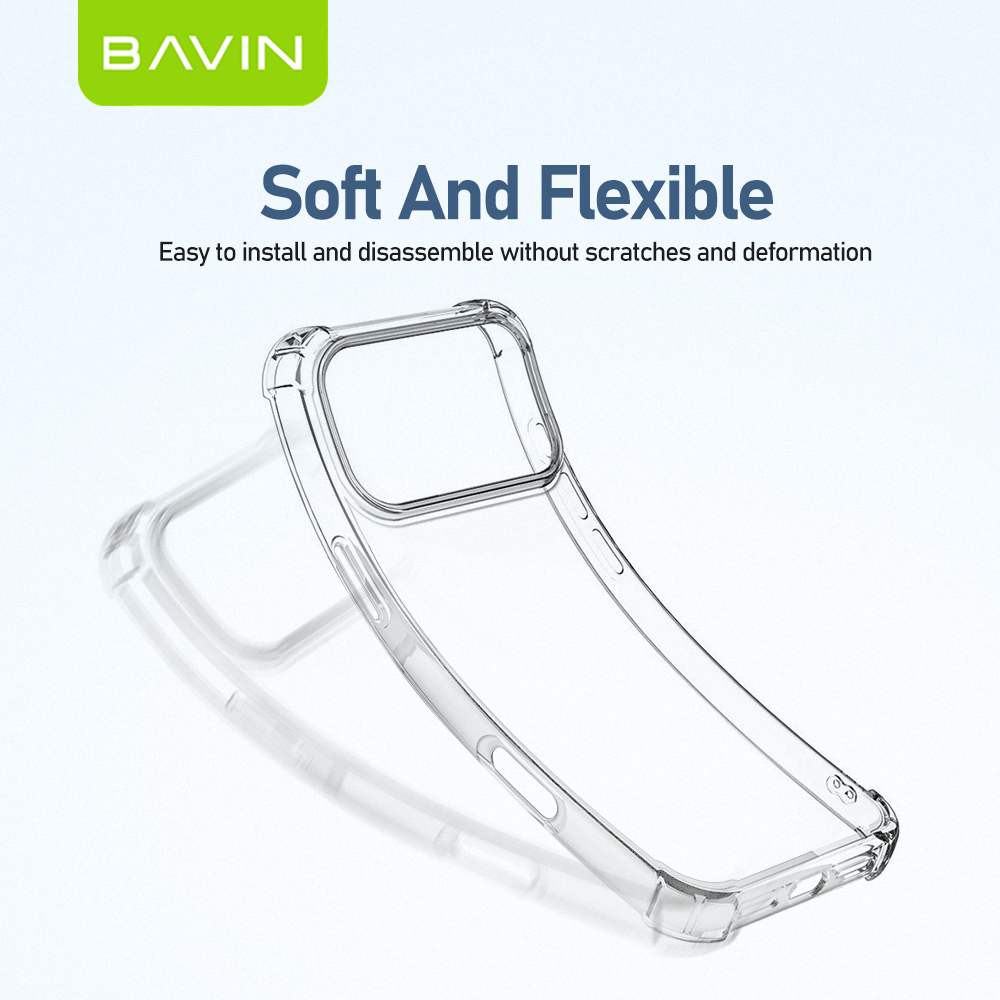 BAVIN E-FS2 Shockproof Clear Soft Silicone TPU Case Back Cover For iPhone 11-17 Pro Max Series
