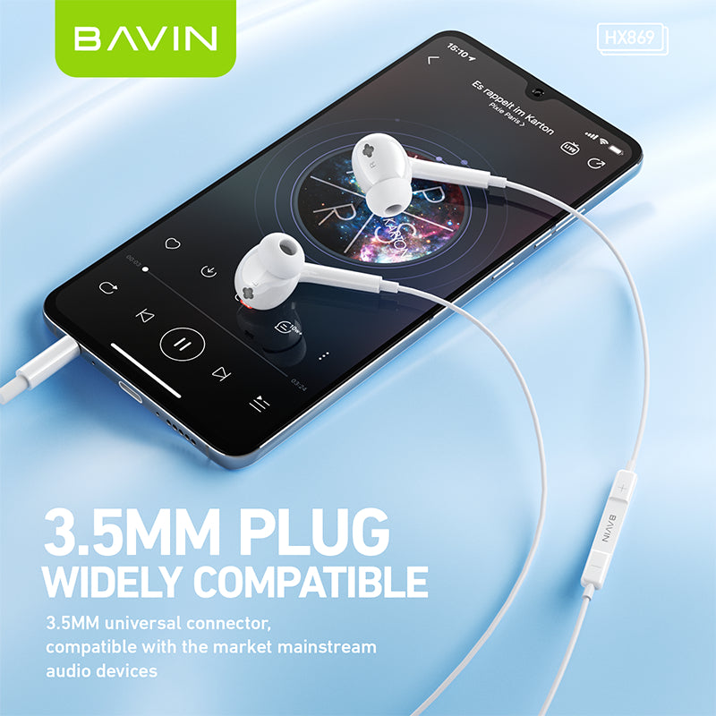 BAVIN HX869 Hi Res Audio Music Wired Earphone Stereo Sounds Widely Compatible for  Type C 3.5mm iPhone