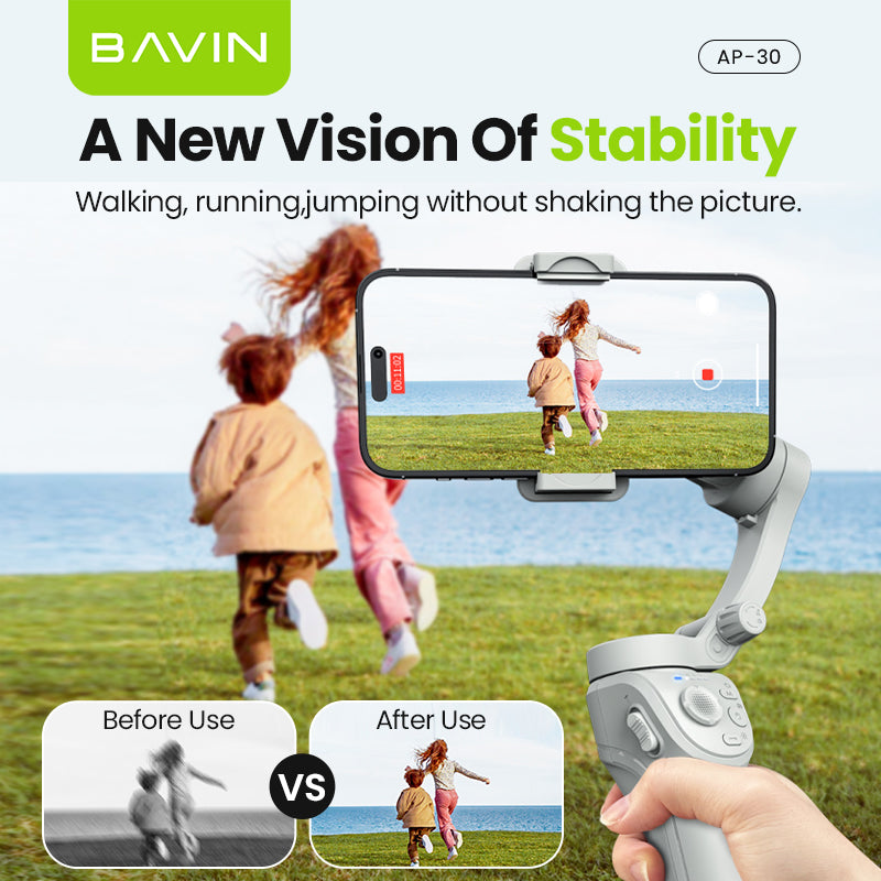 BAVIN P30/P31 Foldable Phone 3-Axis Gimbal Stabilizer w/Tripod/Fill Light/AI Smart Face Tracking