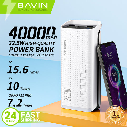 BAVIN Y-PC077 Pro 40000mAh Fast Charging Powerbank w/ 4 USB Outputs & 3 Input