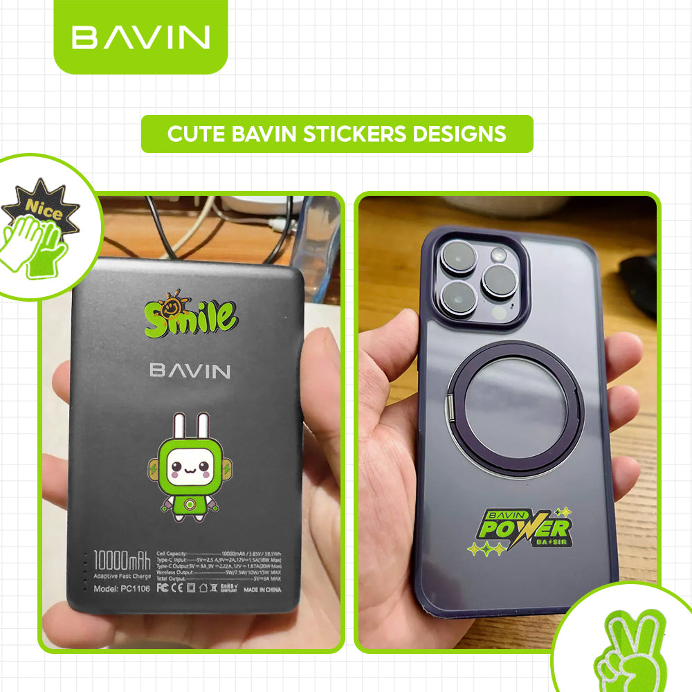 BAVIN Cute Cartoon Character Stickers Transparent DIY Decorative Sticker Suitable for Powerbank, Laptop & Smartphones