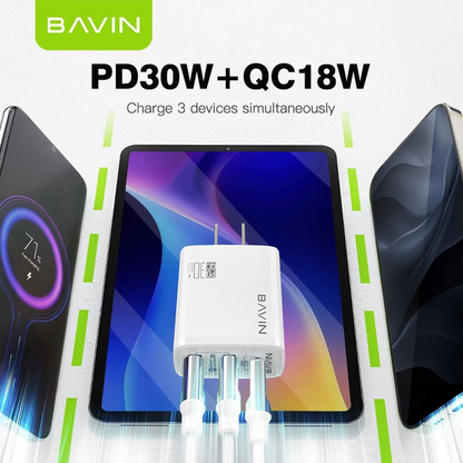 BAVIN C-PC907 30W PD Fast Charger Multi Port Adapter